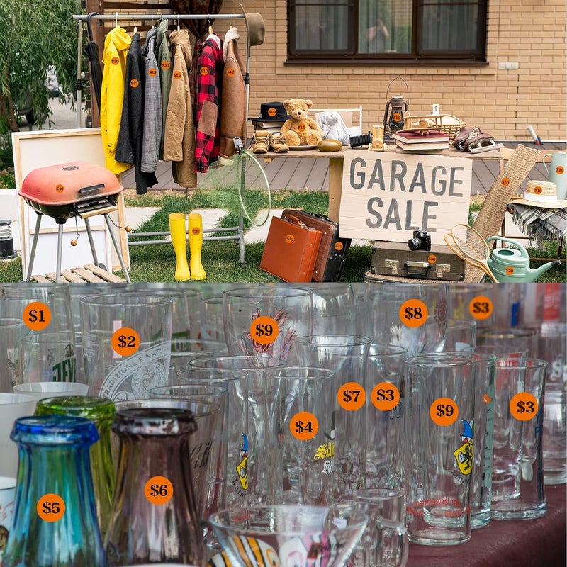 Aurtho 2000 Pcs 3/4" Garage Sale Price Stickers Sheets, Orange Yard Sale Price Stickers, Round Color Coding Labels, Circle Dot Sticker for Home Decorative, Office, Classroom, Papers Etc - Image 3